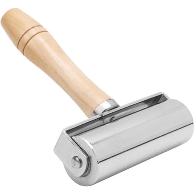Rouleau de bord presse cuir Bricolage Artisanat du cuir Manche en bois Outil de roulage de bord ArgentéS 26mm  1.02in