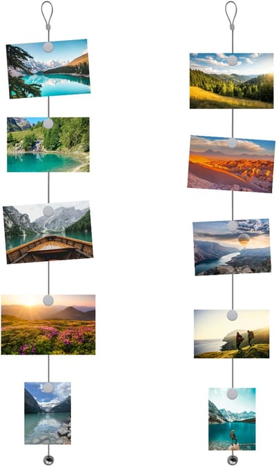 Purepeak Fotokoord Set – 2x 2m Fotokabels met 24 Magneetjes – Fotodraad voor Kaarten & Foto’s - Fotoslinger