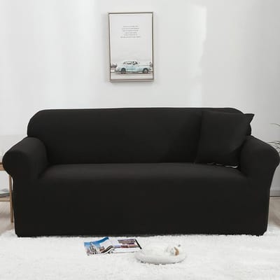 Effen Kleur Bankhoes Ademend Koel Elastisch Wikkel Bescherm Bank All-Inclusive Effen Modepatroon Woonkamer Bankhoes S (90-140cm) 1pc black