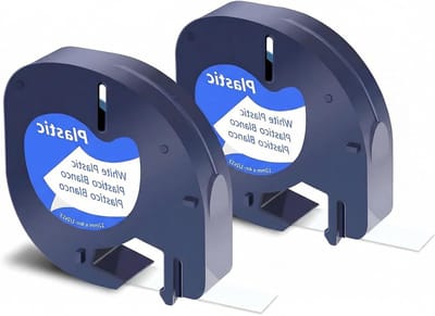 Witte Plastic Labels 12 mm x 4 m, Waterdicht en UV-bestendig, Geschikt voor LetraTag Labelprinters, Perfect voor Organisatie en Labeling