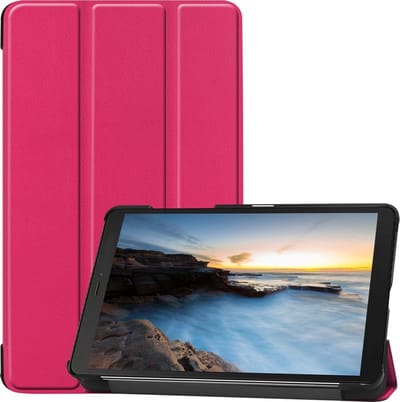 Hoesje - Geschikt voor Samsung Galaxy Tab A 8.0 (2019) - Dun & Stevig - Hardcover Book Case - Trifold Bookcase Hoes - Hard Cover - Tablethoes - Donkerroze