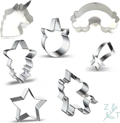 ZijTak - Uitsteekvorm - Eenhoorn - Unicorn - Vallende ster - Regenboog - Cookie cutter - Uitsteker - Koekjes - Deeg - Fondant voor Cake - Kinderbrooduitsnijders - Gebak - Brood - Toast - Groenten - Fruit - Dromen - Meiden - Roestvrij staal 7 stuks