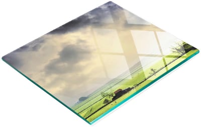 Decoratieve glazen serveerplank met afbeeldingen voor het serveren van snacks Pola 60x52 cm