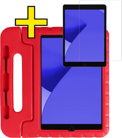 Hoes - Geschikt voor Apple iPad 7/8 (2019/2020) - 10.2 inch - 7e/8e Generatie - Met Screenprotector - Kinderhoes Shockproof Bumper - Kidsproof Case - Tablet Hoesje - Kinder Hoesje Cover - Rood