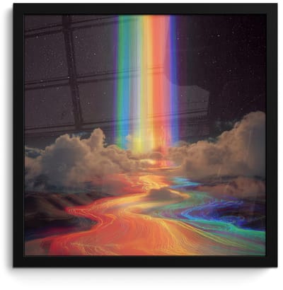 Poster in lijst - Fotolijst 40x40 cm - Posters - Regenboog - Verticaal - Sterrenhemel - Wolken - Posterlijst zwart - Decoratie - Wanddecoratie woonkamer - Muurdecoratie slaapkamer