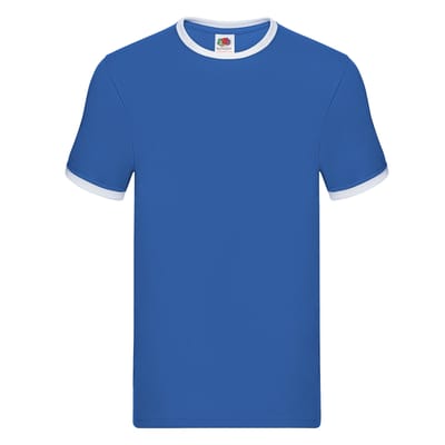 Fruit of the Loom Heren Ringer Contrast T-shirt (Koningsblauw/Wit)