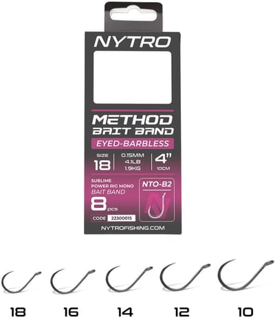 Nytro NTO-B2 Barbless Method Latex Bait Band Rigs – 10 Cm #16 - 0.17mm - 5.2lb