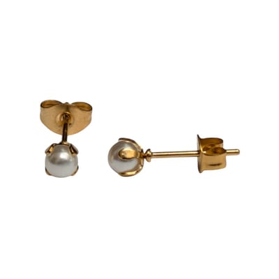 Aramat Jewels | Oorbellen | goudkleurige stalen parel oorbellen 4 mm | | | |4mm | Staal | Kinderen, Volwassenen | Verkleurd niet