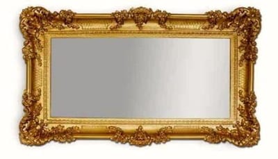 Dailygoods- Wandspiegel Barok - 96 x 57 cm - Spiegel met Gouden Decoratie - Luxe Design - Horizontaal/Verticaal Ophangen - Weerbestendig Materiaal