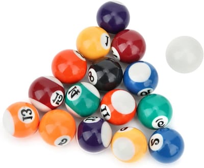 Mini Pool Ball Set voor Kinderen, 16 Stuks 32MM Hars Biljartballen met 15 Genummerde Ballen en 1 Speelbal voor Thuisgebruik en Feestjes