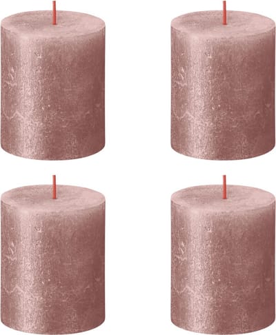 Bolsius Stompkaarsen Shimmer 4 st rustiek 80x68 mm roze