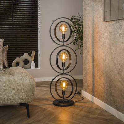 PS-Collection Turn around 3L Vloerlamp - 40x30x124cm - Charcoal - Metaal - vloerlampen woonkamer, vloerlamp zwart, vloerlamp industrieel, vloer lamp, vloerlampen landelijk, staande lampen woonkamer, staande lampen, staande lamp industrieel