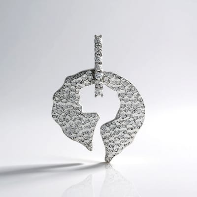 Cavill - Zilveren hanger met 7 Cambodjaanse zirkonen 0 352 ct - 925 Sterling zilver geplatineerd platina - Modern elegant tijdloos sieraad 32x23 mm