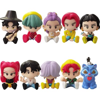 10pcs/Set Kpop Chasseurs de Démons Figurine Jouet Dessin Animé Rumi/Mira/Zoey Figurine d'Action PVC Décoration de Bureau Modèle Poupée Jouet Cadeau pour Fans gray