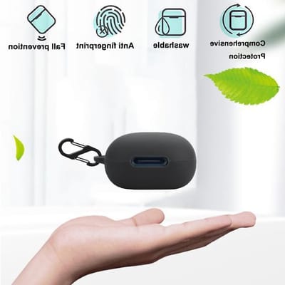 Schokbestendige Silicone Hoes voor Soundcore C30i, Beschermende Case met Sleutelhanger en Skin in Zwart, Perfect voor Draagbaarheid en Veiligheid