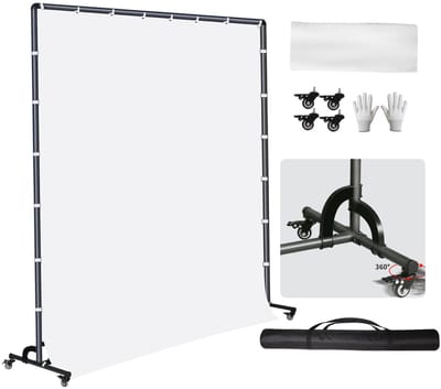 Azomor® Verplaatsbare witte achtergrondstandaard met wielen voor studio en evenementen