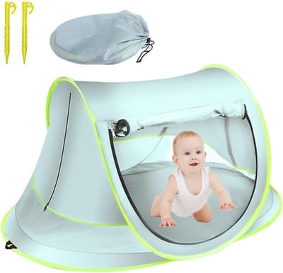 Lichte UV-beschermende Strandtent voor Baby's - Opvouwbare Pop-up Tent met Opbergtas en Grondpennen