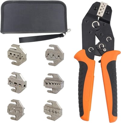 Krimptang Set - Krimpgereedschap - Elektrisch Werk - 6 Verwisselbare Matrijzen - 0.25-1.5mm² - Oranje