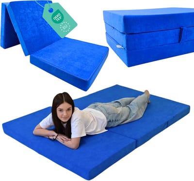 Inklapbare Matras - Gastenbed Matras - Logeren Thuis - Afneembare Hoes - 80 x 200 cm - Blauw