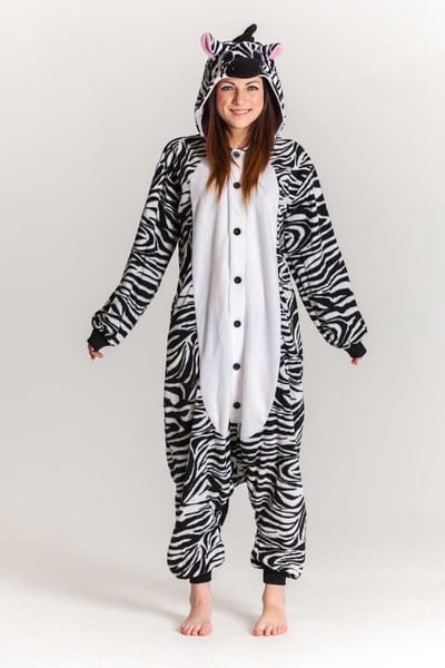 KIMU® Onesie Zebra Babypakje - Maat 68-74 - Zebrapak Kostuum Zwart Wit Gestreept Pak - Boxpakje Kraamkado Boxpakje Pyjama Huispak Fleece Festival