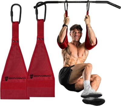 Hangende buikbanden - Ab straps - Kernkracht training - Gewatteerde verstelbare armsteunen - 3259 x 2649 x 551 cm - Rood