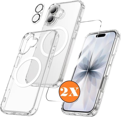 Transparant Hoesje iPhone 17 Hoesje Geschikt voor MagSafe – Silicone Case met 2x Screenprotector & Camera Lens Bescherming