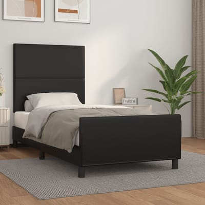 vidaXL - Bedframe - met - hoofdbord - kunstleer - zwart - 80x200 - cm