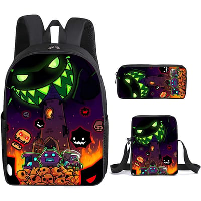 Klassiek Populair Geometry Dash 3D Geprint 3 stuks/Set leerling Schooltassen Laptop Dagrugzak Rugzak Schuin gedragen schoudertas Etui