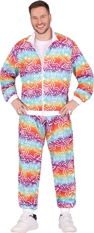Fiestas Guirca - Trainingspak 90's Rainbow Star maat M (48-50) - Carnavalskleding - Carnaval - carnavalskleding 2027 - Carnaval kostuum