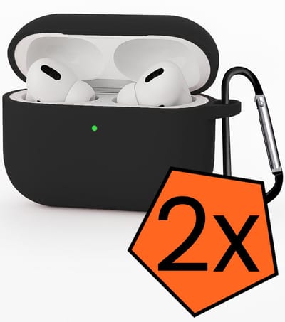 Hoesje - Geschikt voor Apple Airpods Pro 3 - met Clip - Siliconen Hoes - Silicone Case Cover - Zwart