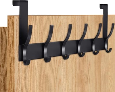 Ruimtebesparende Deurhaak voor Kleding, Handdoeken en Hoeden - Praktische Haak voor Binnengebruik (Zwart)