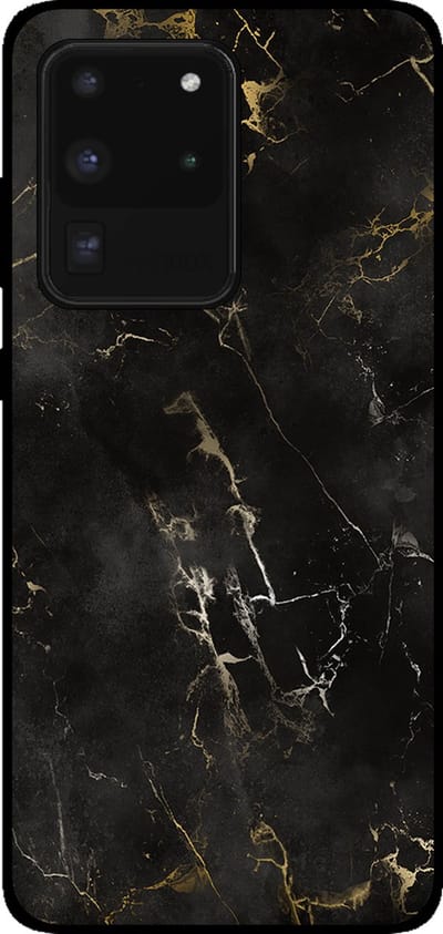 Smartphonica Telefoonhoesje voor Samsung Galaxy S20 Ultra met marmer opdruk - TPU backcover case marble design - Zwart geschikt voor Samsung Galaxy S20 Ultra