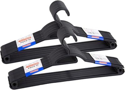 Plasticforte Kledinghangers - 20x - zwart - kunststof - 40 cm - kledingkast opruimen - vaste haak