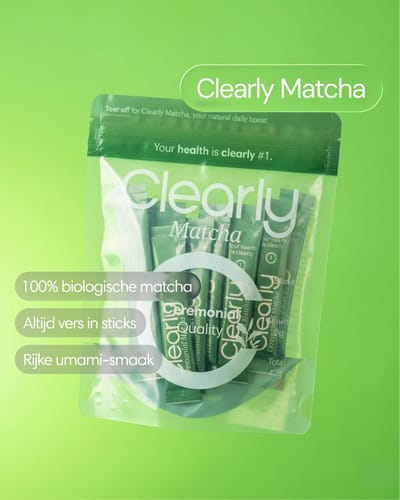 Clearly Matcha Thee Poeder – Verpakt in Sticks en 100% Biologisch uit Japan – Ceremonial Grade Matcha Thee – 21 x 2g Sticks
