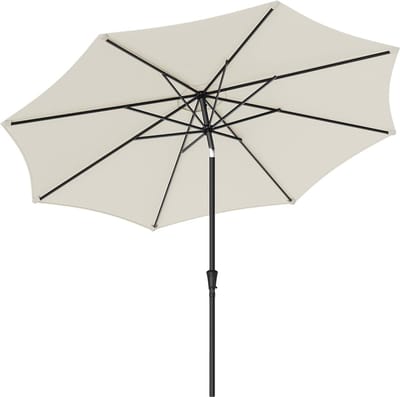 SONGMICS Parasol 340 cm, UPF 50+, strandscherm, aan beide zijden 30° knikbaar, zonwering, met zwengel voor openen/sluiten, voor terras, balkon, zwembad, zonder standaard, beige