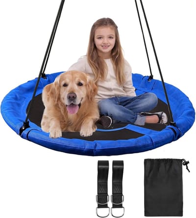 Famanu – Ronde nestschommel voor tuin, diameter 110 cm, belastbaar tot 100 kg, geschikt voor kindere