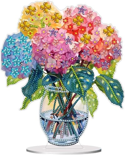 Vaas voor Diamond Painting Decoratie - 5D DIY Bloemen Ornament voor Volwassenen en Kinderen - Kleurrijke Bloemstukken en Acryl Decoratie