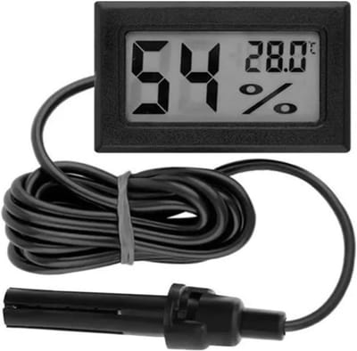 Digitale Mini Meter - Temperatuur Vochtigheid - Binnen Buiten Meten - Met Sonde - 48x28x15 mm - Wit