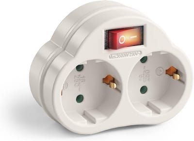 Stekkeradapter met schakelaar - Stopcontact verlenger - Energie besparen - Aan/uit bediening - 3 stuks - Wit