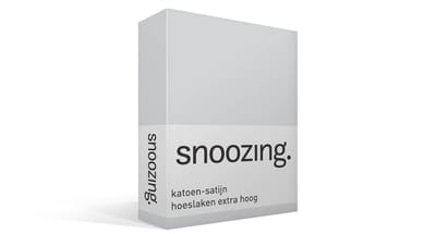 Snoozing - Katoen-satijn - Hoeslaken - Extra Hoog - Eenpersoons - 70x200 cm - Grijs