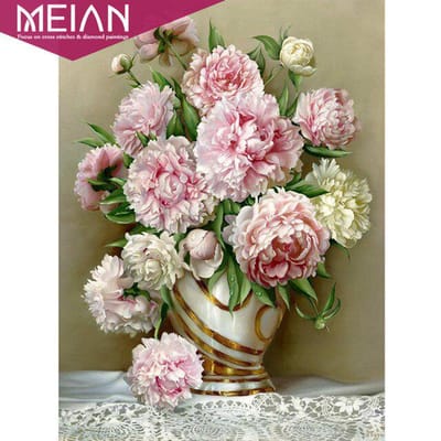 DIY 5D Diamond Mozaïek Dier  Roze Bloem  5D Volledige Diamond Schilderen Borduurpakketten Ronde Diamant 20X30