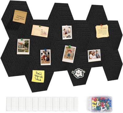 Hexagonale Vilt Prikbord Zelfklevend 12 Stuks 30 x 26 cm - Multifunctioneel Prikbord voor Kantoor, Klaslokaal en Kinderkamer, Ideaal voor Creatieve DIY Projecten