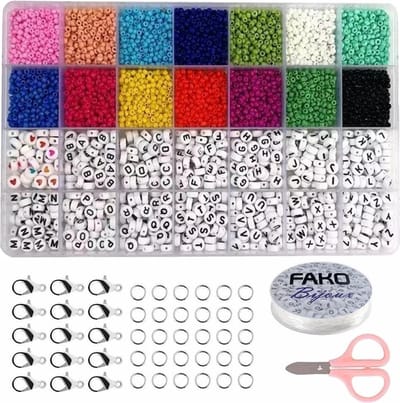 Fako Bijoux® - DIY Kralen Set - Letterkralen & Glas Zaad Kralen - Glaszaad - Sieraden Maken - 3mm - 5000 Stuks