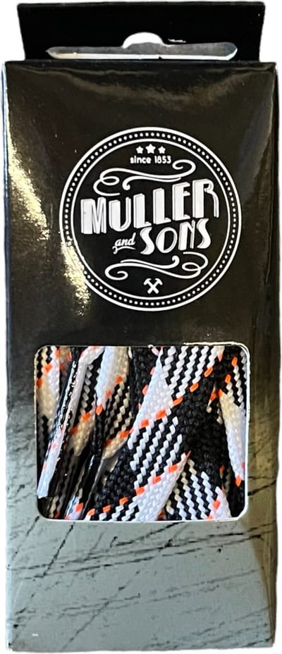 9mm Platte sneakerveter Muller and Sons in fraaie kleuren en combinaties - Multi Neon Oranje, 120cm