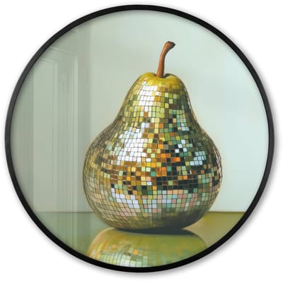 Poster in lijst Rond - Fotolijst 60x60 cm - Posters - Fruit - Disco - Art - Glitter - Ronde posterlijst zwart - Decoratie - Wanddecoratie woonkamer - Muurdecoratie slaapkamer