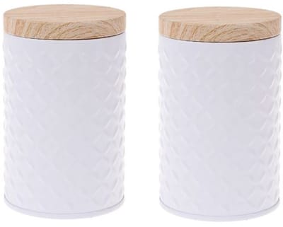 Koffiepads bewaarbus - Voorraad blikken koffiepads - Koffie voorraadbus - 2 stuks - Wit