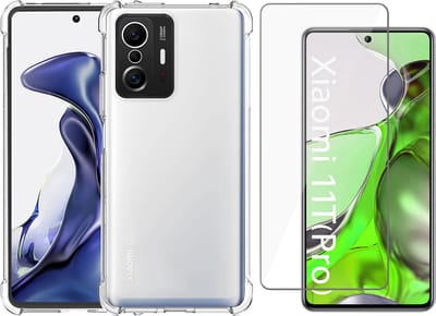 Hoesje Transparant geschikt voor Xiaomi Mi 11T / Mi 11T Pro - Shock Proof Hoesje Case met Versterkte rand en Screen Protector