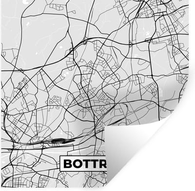 Muurstickers - Sticker Folie - Bottrop - Kaart - Stadskaart - Duitsland - Plattegrond - 100x100 cm - Plakfolie - Muurstickers Kinderkamer - Zelfklevend Behang XXL - Zelfklevend behangpapier - Stickerfolie