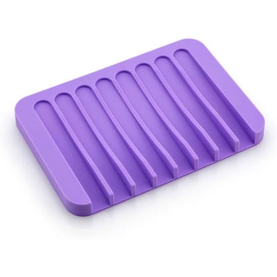 Silicone monde anti-dérapant amélioration de l'habitat Silicone Flexible salle de bain plateau boîte à savon porte-savon plaque support plateau porte-savon violet