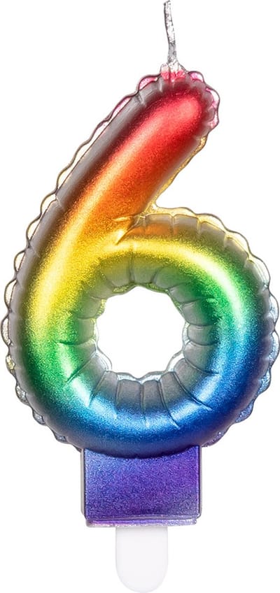 Boland - Kaarsje '6' regenboog 6 Multi - Regenboog - Regenboog
